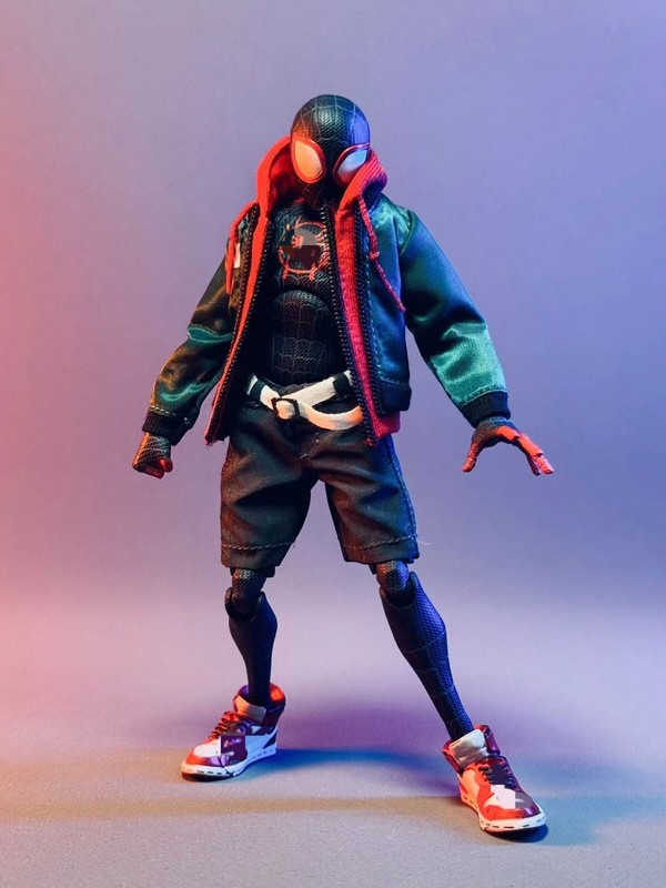 1/12 Miles Morales Spider-Man Hoodie Coat Shorts Belt Clothes For 6'' Male Body