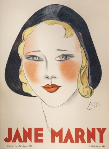Affiche Art Déco Originale - Jean Don - Jane Marny - Actrice - Paris France - 1930