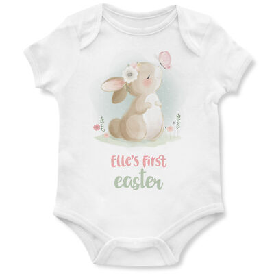 Personalisierter Mädchen 1. Ostern Strampler erstes Mädchen individuell Frühling Hase Weste Baby