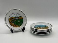 ASSIETTE A DESSERT FROMAGE FRANCE DECOR NAIF SIGNE A. GUIDOU LOT DE 6 ASSIETTES