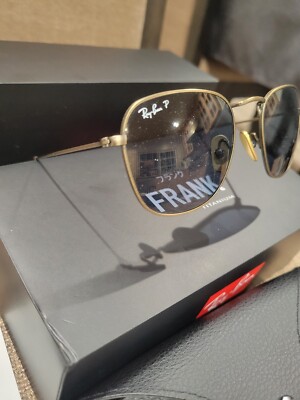 Ray-Ban RB8157 Frank Titanium Sunglasses, Legend Gold Frame, Green