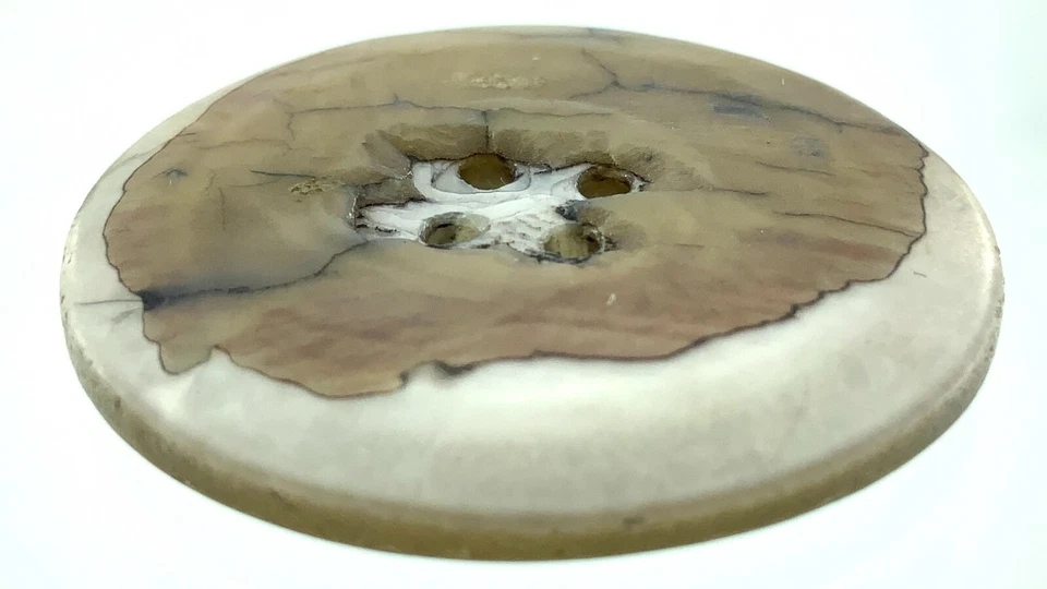 Vintage Ladies MOP Mother Of Pearl Raised Carved 1-3/8in Garment Button 880A - Image 4 of 4