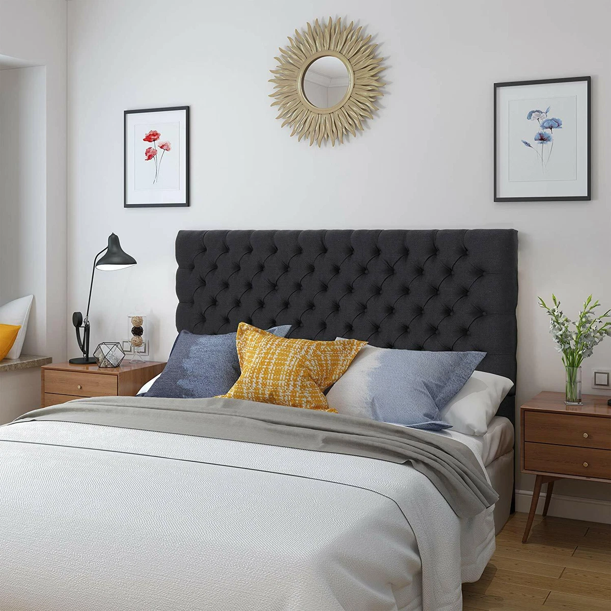 Dark gray queen headboard deals