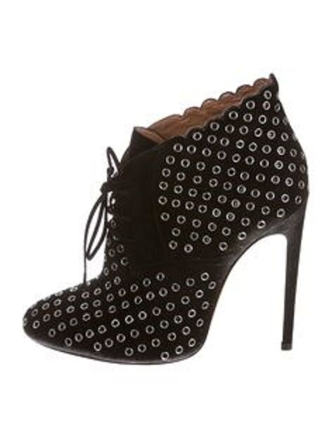 AUTH AZZEDINE ALAIA GROMMET EYELET ANKLE BOOTIE B… - image 2