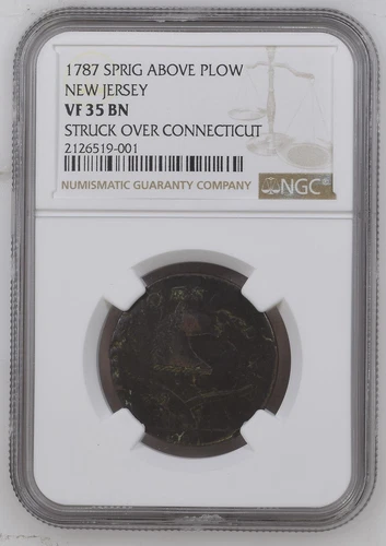 1787 Post Colonial Issues New Jersey Copper - NGC VF-35 BN