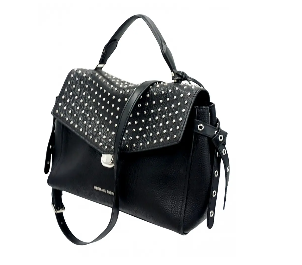 Michael Kors Black Rivet Satchel/Crossbody Bag
