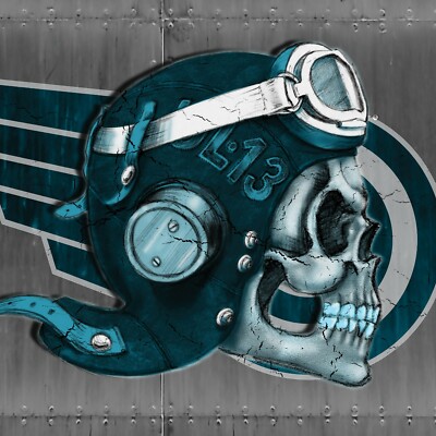 VLIES  Fototapete SKULL Alchemy GOTHIC RETRO Motorradfahrer Wohnzimmer LOFT XXL