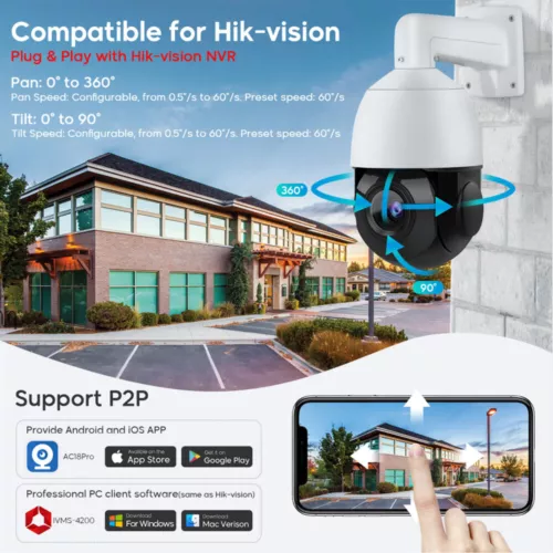 Hikvision Compatible 8MP 18X PTZ IR50m PoE AcuSense Auto Tracking IP Camera US - Picture 8 of 16