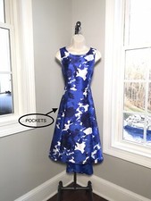 Tahari Sleeveless Floral Hi Lo Midi Fit & Flare Cocktail Dress ~ Women’s 4 NEW