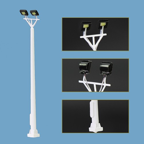 5pcs Model Railway N Scale 1:150 6.7cm Plaza Lamps Two-leds Playground Lights - Picture 5 of 9