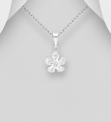 925 Sterling Silber Blume Anhänger 18x10mm elegant minimalistisch gepunzt Geschenk