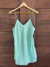 VTG JAYRE California Made In USA mint Green Teal Babydoll Nightgown Sz Large