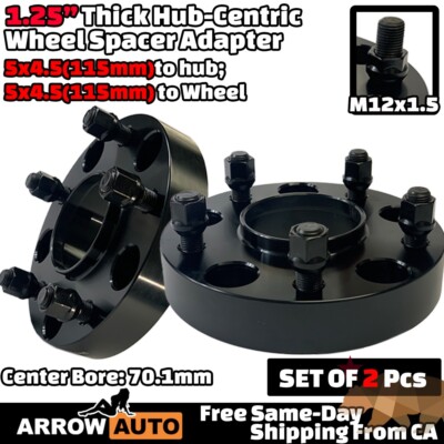 2x 1.25'' 5x4.5(115mm) Hub Centric Wheel Adapter Spacer Fit NSX Impala Malibu