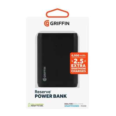 Griffin Reserve Power Bank Pre Charged 6000 mAh 2.5 Extra Smartphone Charges