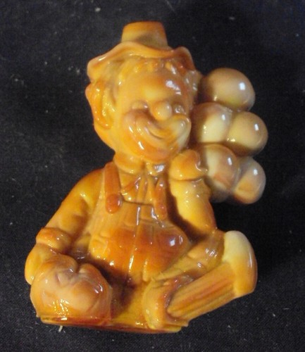 Mosser Orie statuina pagliaccio vetro incandescente arancione opaco rosso scorie palloncini 1981