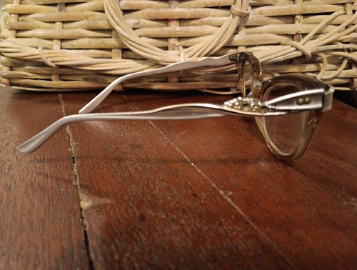 Vintage Original Cats Eye Glasses Rinestones Glass Case Clean Cloth 50' 60' 70' - Picture 15 of 16