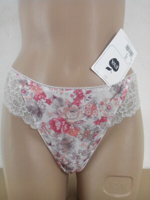geblümter String Eva creme lachs Gr. 36   44 Blütenprint Tanga Slip Höschen Hose