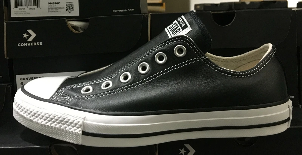 Converse Chuck Taylor All Star Leather Sneakers 8.5 Black/White/Black -  Walmart.com