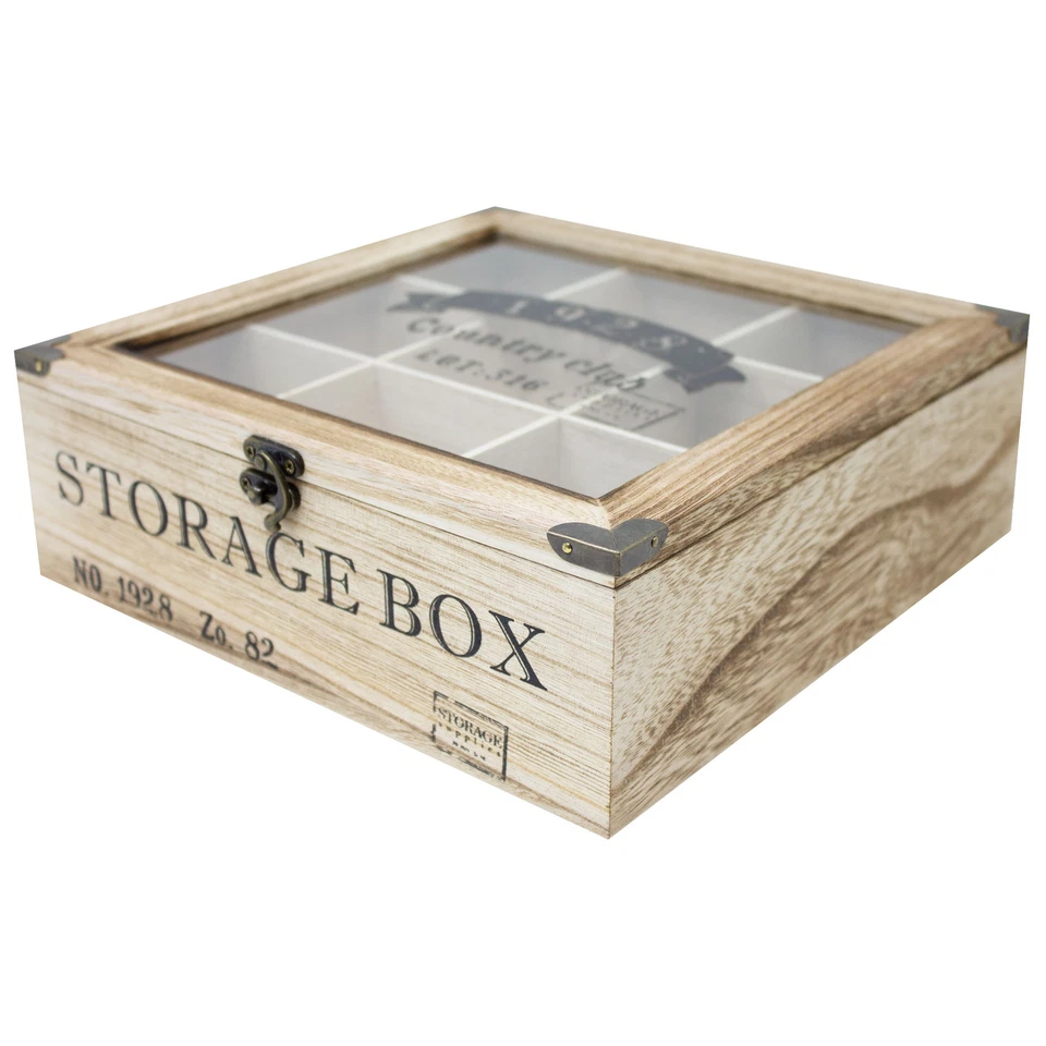 ToCi Teebox Holz 9 Fächer Teekiste Teedose Teebeutelbox Tee Dose Box Retro - Bild 4 von 4