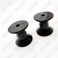 2Pcs For Boat Trailer Black Molded Rubber Bow Stop Rollers 3 Inch Mounting Width