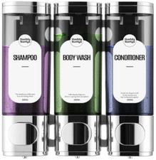 Dispensador De Jabon Triple Para Pared acondicionador y gel de ducha champ  NEW