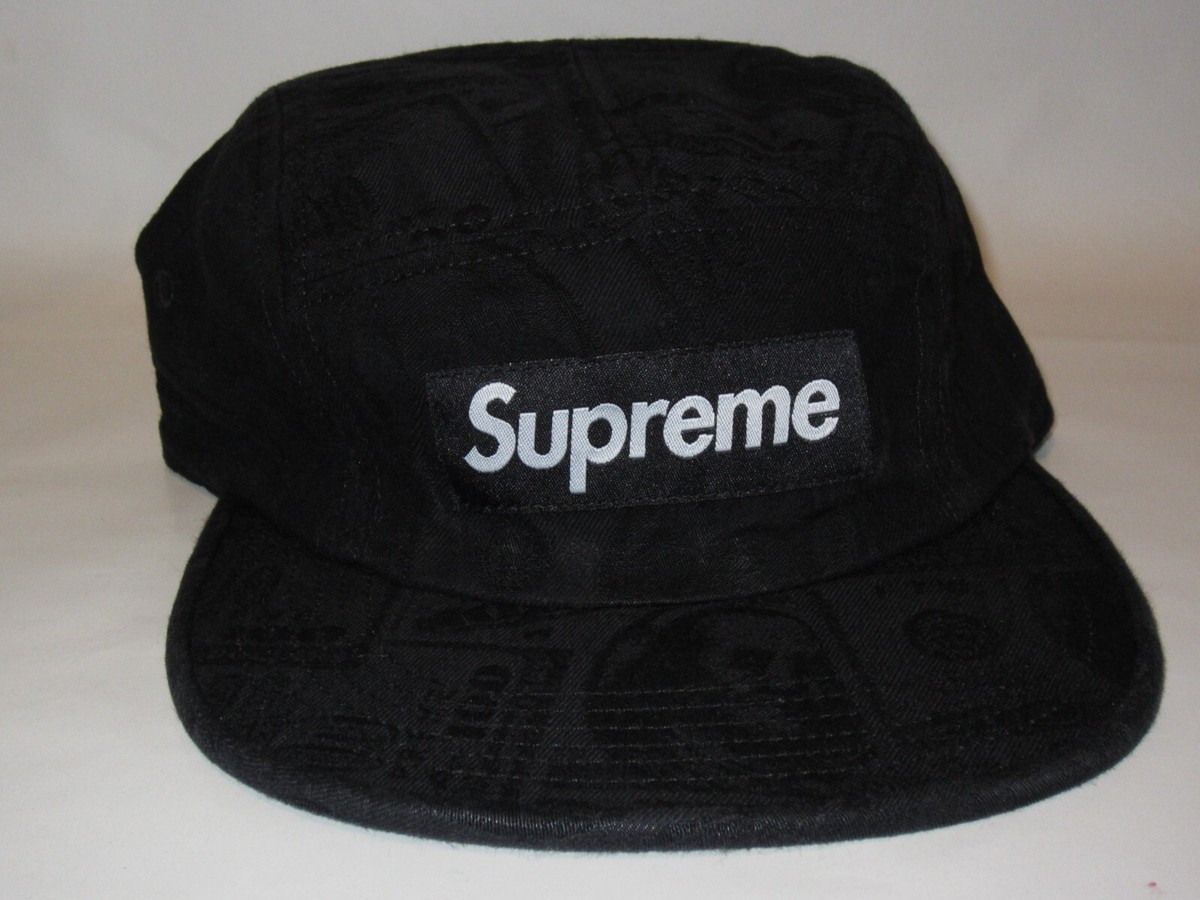 SUPREME New York 100 Dollar Bill Camp Cap BLACK Hat SUPREME New York 100 Dollar Bill Camp Cap BLACK Hat