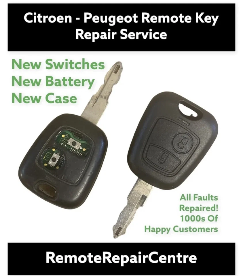 REMOTEREPAIRCENTRE CITROEN C1 C2 C3 2 BUTTON REMOTE KEY FOB REPAIR FIX SERVICE