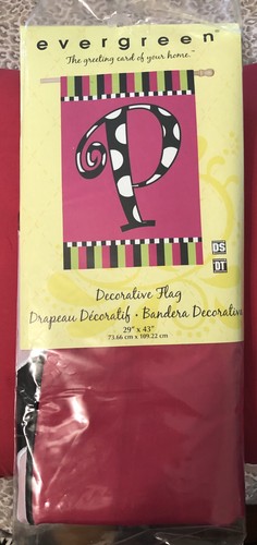 Evergreen Twirly Curly Monogram P House Flag New - Picture 2 of 3