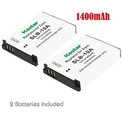 2x Kastar Battery for Samsung SLB-10A ES50 ES55 ES60 EX2F HMX-U10 U20 HZ10W 15W