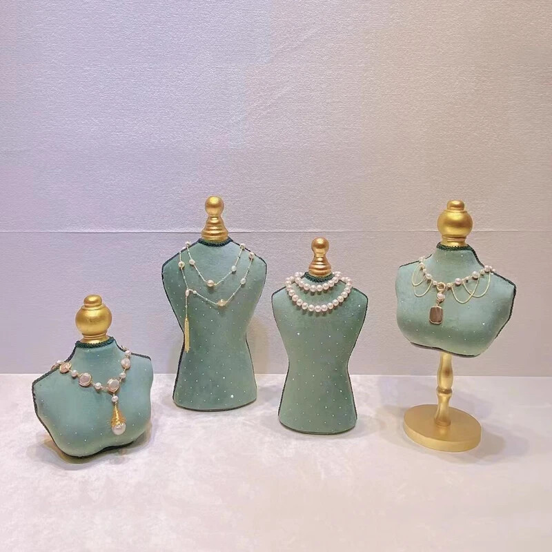 Velvet Mannequin Bust Model for Jewelry Necklace Pendant Display Stand Holder