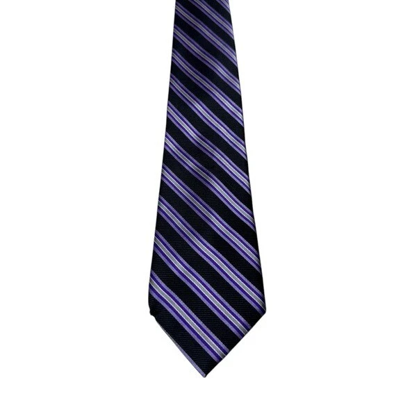 Corbata de seda Ralph Lauren Chaps silenciosa de lujo dinero antiguo a rayas púrpura evento formal Foto 3 de 4