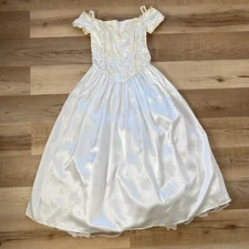 VTG 90s Jessica McClintock Gunne Sax Sequined Bridal Dress Ivory 11/12 USA Made