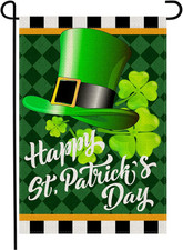 Happy St Patricks Day Garden Flag 12X18 Inch Burlap Double Sided, Lawn Buffalo P