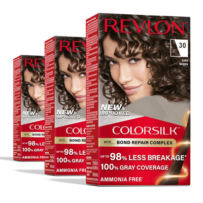 Revlon ColorSilk with Bond Repair Complex, Brown Permanent Hair Color(Pack of 3)