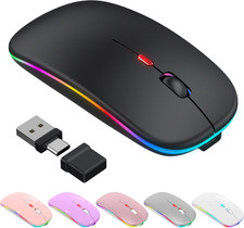 LED Bluetooth Wireless Mouse for Macbook Air Mac Pro Laptop Ipad Black