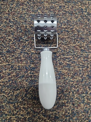 Vintage Style Rolling Meat Tenderizer White Handle