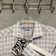 Robert Graham Shirt Men XL White Geometric Exclusive Flip Cuff Button Up Preppy