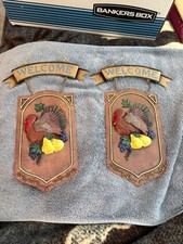 2- Thanksgiving Turkey Wall Hanging Decoration Welcome Sign 10.5  