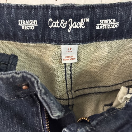 Cat & Jack Boys Straight Fit Adjustable Waist Jeans Thunderbolt Blue 16 NWT Yel - Picture 3 of 7
