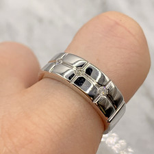 Diamond 9ct Gold Band Ring Three Stone Hallmarked 375 White Gold - Size P