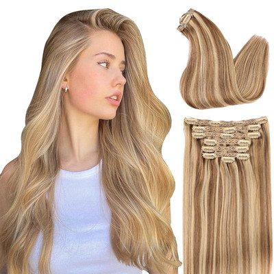 Diyomo Human Hair Clip In Extensions Softnatural 120G 7Pcs Hair Extensions Real