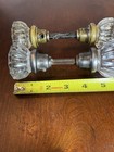 2 Antique/Vintage Clear Glass Door Knobs w/ Spindles one Brass & one Silver tone — photo 6