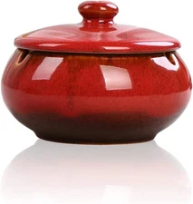 Ceramic Ashtray with Lids, Windproof, Cigarette Ashtray for Indoor or Outdoor Us
