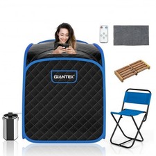 Portable Personal Steam Sauna Spa with Steamer Chair-Black