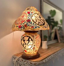 Vintage Hand-Painted Camel Skin Table Lamp