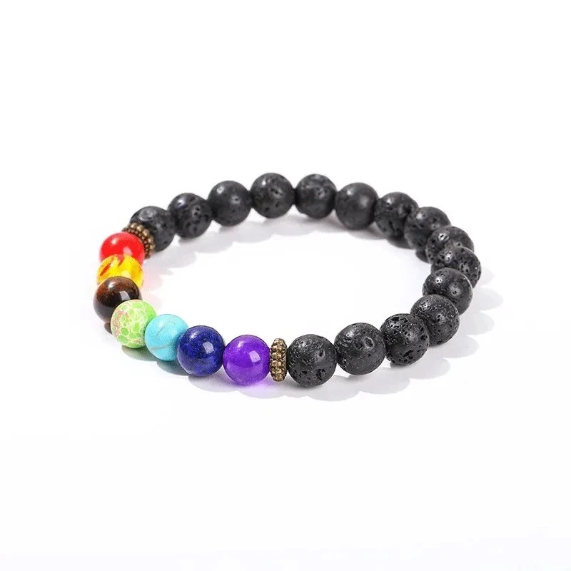 Pulsera de Piedra Natural Hombre Inspirada en Planeta Redonda Elástica Joyería Clásica Foto 4 de 4