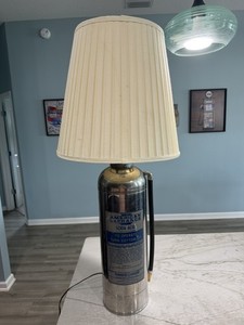 Vintage Antique Chrome Fire Extinguisher Lamp American LaFrance Soda Acid
