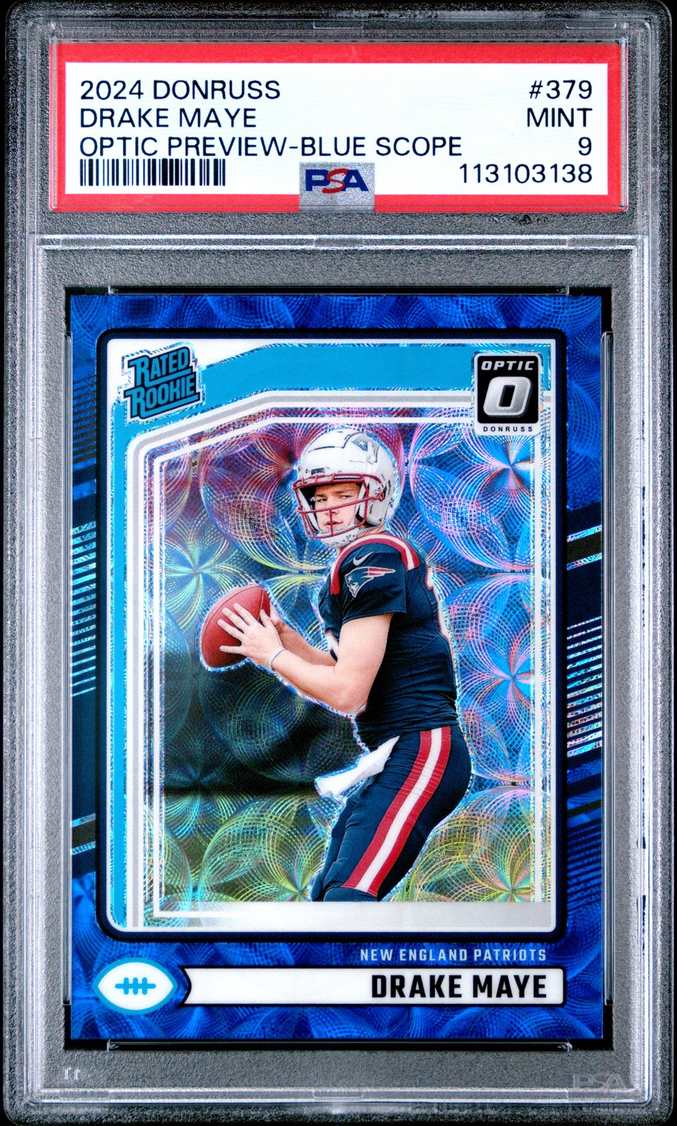 2024 PANINI DONRUSS OPTIC PREVIEW-BLUE SCOPE #379 DRAKE MAYE PSA 9