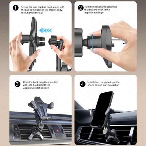 Tool Less Car Vent Phone Mount Universal Y Shaped Bracket Anti Slip ABS - Zdjęcie 2 z 10