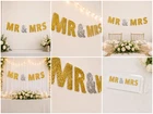 Mr & Mrs Gold Glitter Banner Wedding Decoration Garland Engagement Party Decor